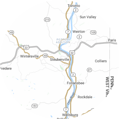 Best plumbers in Steubenville, OH map