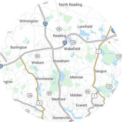 Best window replacement companies in Stoneham, MA map