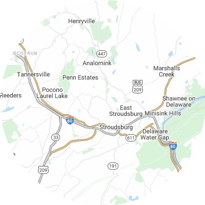 Best window replacement companies in Stroud, PA map