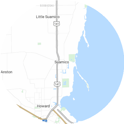 Best plumbers in Suamico, WI map