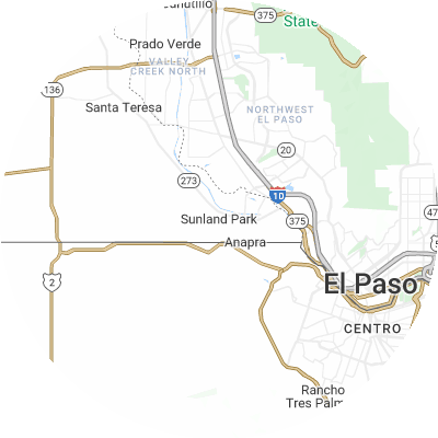 Best moving companies in Sunland Park, NM map