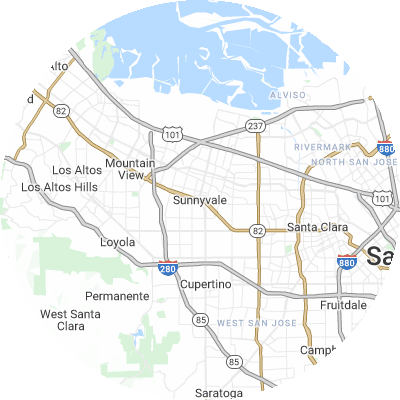 Best gutter companies in Sunnyvale, CA map