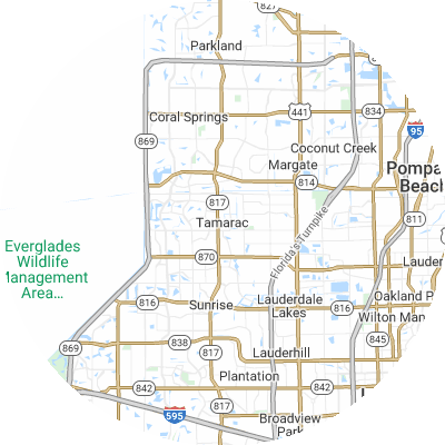 Best pest companies in Tamarac, FL map