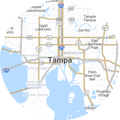 Best roofers in Tampa, FL map