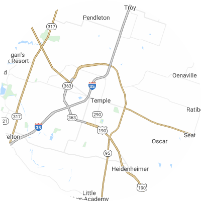 Best pest control companies in Temple, TX map