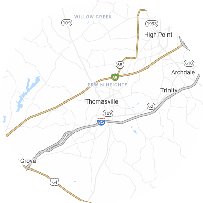Best moving companies in Thomasville, NC map