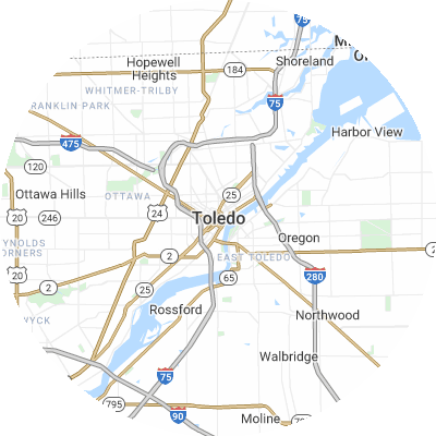 Best moving companies in Toledo, OH map