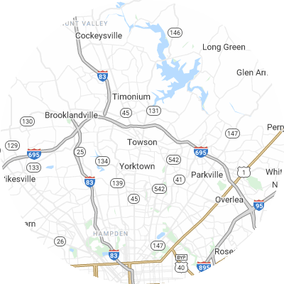 Best roofers in Towson, MD map