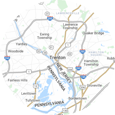 Best roofing companies in Trenton, NJ map