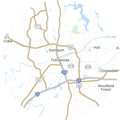 Best moving companies in Tuscaloosa, AL map
