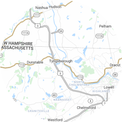 Best roofers in Tyngsborough, MA map