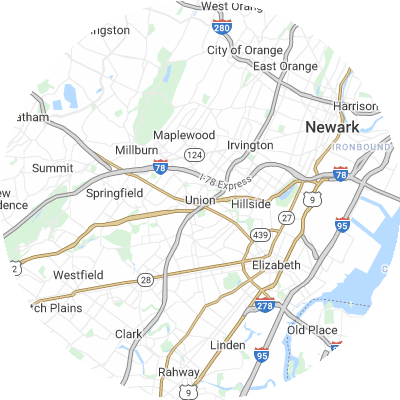 Best window replacement companies in Union, NJ map