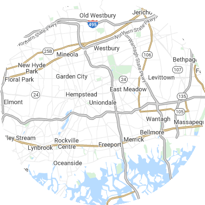 Best plumbers in Uniondale, NY map