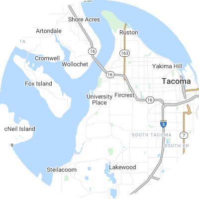 Best window replacement companies in University Place, WA map