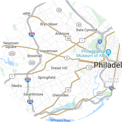 Best lawn care companies in Upper Darby, PA map