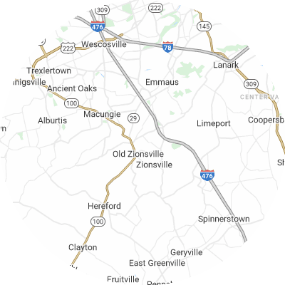 Best window replacement companies in Upper Milford, PA map