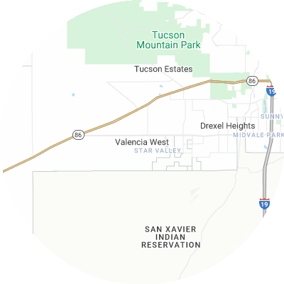 Best moving companies in Valencia West, AZ map