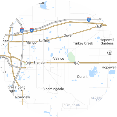 Best window replacement companies in Valrico, FL map