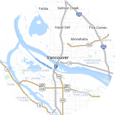 Best roofing companies in Vancouver, WA map