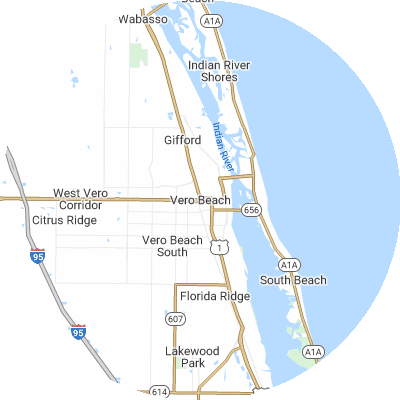 Best roofers in Vero Beach, FL map