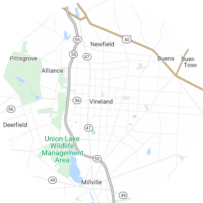 Best window replacement companies in Vineland, NJ map
