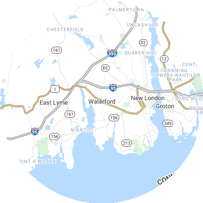 Best Electricians in Waterford, CT map