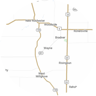 Best gutter companies in Wayne, OH map