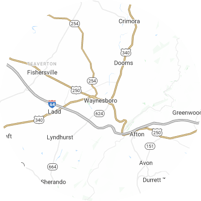 Best window replacement companies in Waynesboro, VA map