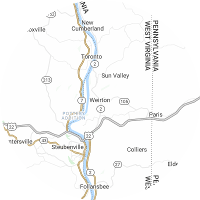 Best moving companies in Weirton, WV map