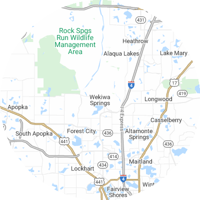 Best lawn care companies in Wekiwa Springs, FL map