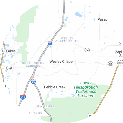 Best lawn care companies in Wesley Chapel, FL map