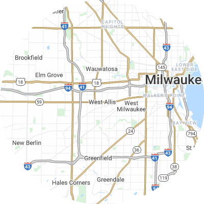 Best window replacement companies in West Allis, WI map