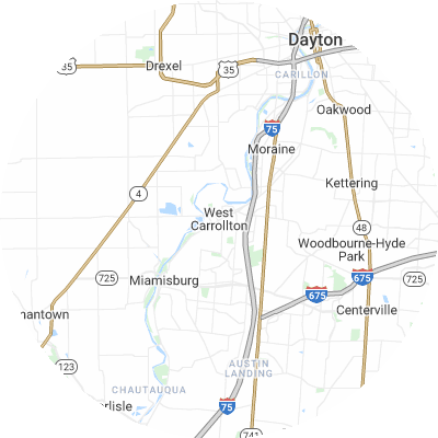 Best window replacement companies in West Carrollton, OH map