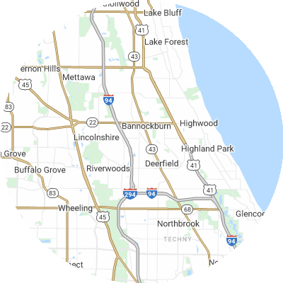 Best lawn care companies in West Deerfield, IL map