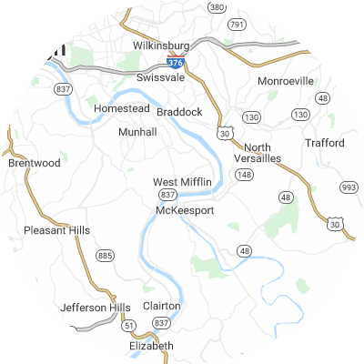 Best pest control companies in West Mifflin, PA map