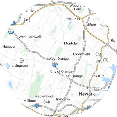 Best roofing companies in West Orange, NJ map