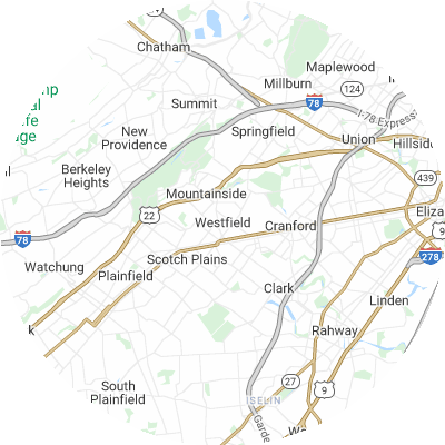 Best roofers in Westfield, NJ map