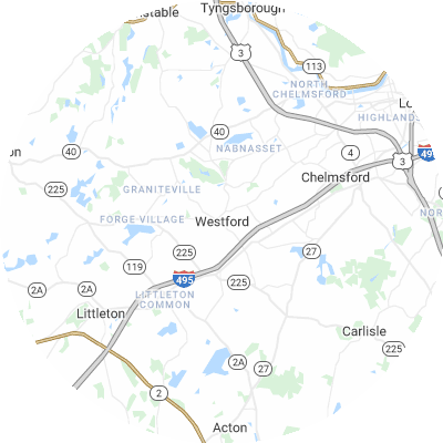 Best moving companies in Westford, MA map