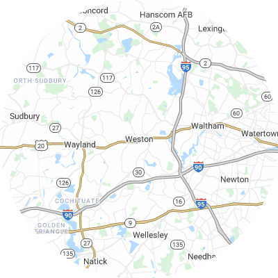 Best window replacement companies in Weston, MA map
