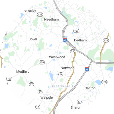 Best pest control companies in Westwood, MA map