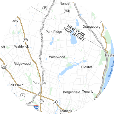 Best window replacement companies in Westwood, NJ map