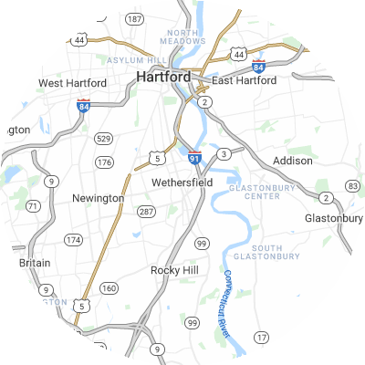 Best moving companies in Wethersfield, CT map