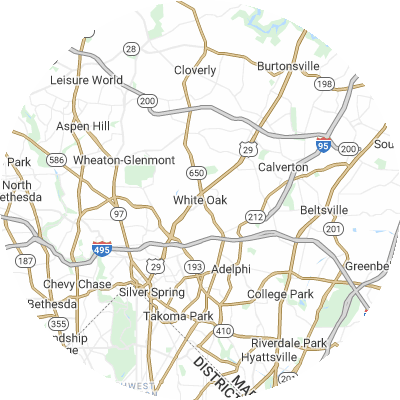 Best moving companies in White Oak, MD map