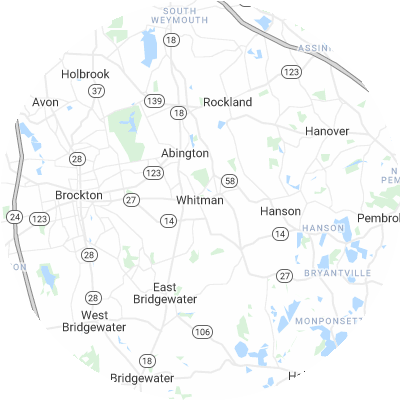 Best lawn care companies in Whitman, MA map