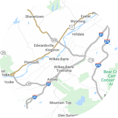 Best pest control companies in Wilkes-Barre, PA map