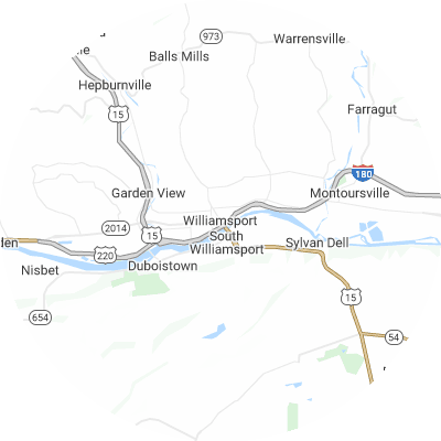 Best lawn care companies in Williamsport, PA map