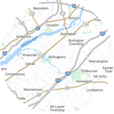 Best window replacement companies in Willingboro, NJ map