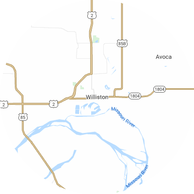 Best roofers in Williston, ND map