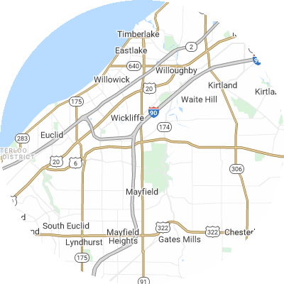 Best plumbers in Willoughby Hills, OH map