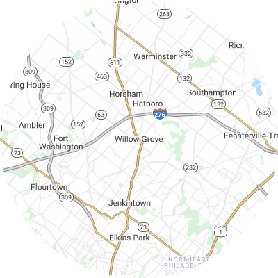 Best roofers in Willow Grove, PA map